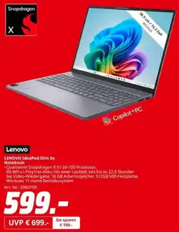MediaMarkt LENOVO IdeaPad Slim 3x Notebook Angebot