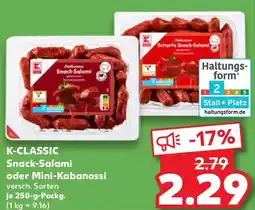 Kaufland K-CLASSIC Snack-Salami oder Mini-Kabanossi Angebot