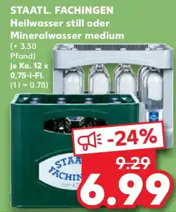 Kaufland STAATL. FACHINGEN Heilwasser still oder Mineralwasser medium Angebot