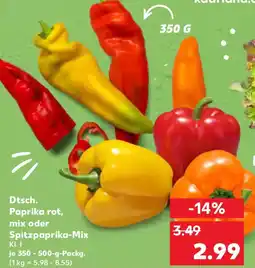 Kaufland Dtsch. Paprika rot, mix oder Spitzpaprika-Mix Angebot