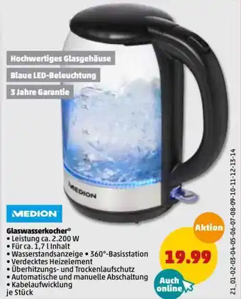 PENNY Medion Glaswasserkocher Angebot