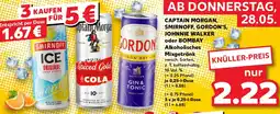 Kaufland CAPTAIN MORGAN, SMIRNOFF, GORDON'S, JOHNNIE WALKER oder BOMBAY Alkoholisches Mixgetränk Angebot