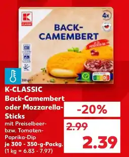 Kaufland K-CLASSIC Back-Camembert oder Mozzarella- Sticks Angebot