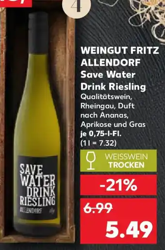 Kaufland WEINGUT FRITZ ALLENDORF Save Water Drink Riesling Angebot
