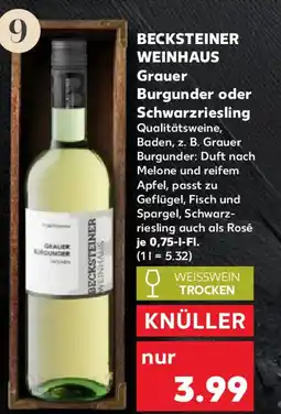 Kaufland BECKSTEINER WEINHAUS Grauer Burgunder oder Schwarzriesling Angebot