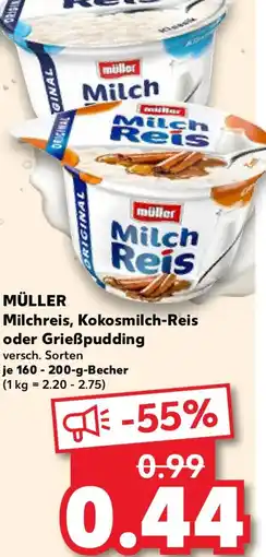 Kaufland MÜLLER Milchreis, Kokosmilch-Reis oder Grießpudding Angebot