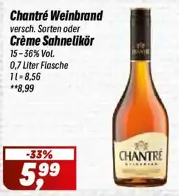 Simmel Chantré Weinbrandoder Crème Sahnelikör Angebot