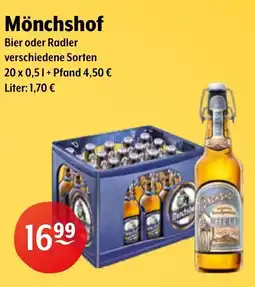 Getränke Hoffmann Mönchshof Bier oder Radler Angebot