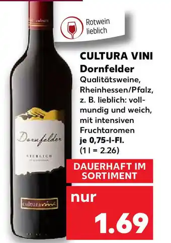 Kaufland Cultura Vini Dornfelder je 0.75-l-Fl. Angebot