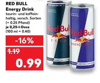 Kaufland Red Bull Energy Drink je 0.25-l-Dose Angebot