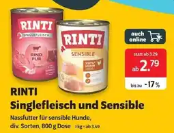 Das Futterhaus RINTI Singlefleisch und Sensible Angebot
