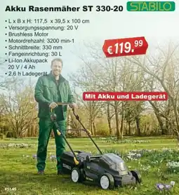 Stabilo Fachmarkt STABILO Akku Rasenmäher ST 330-20 Angebot