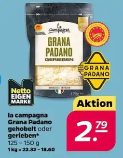 NETTO la campagna Grana Padano gehobelt oder gerieben Angebot