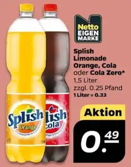 NETTO Splish Limonade Orange, Cola oder Cola Zero Angebot