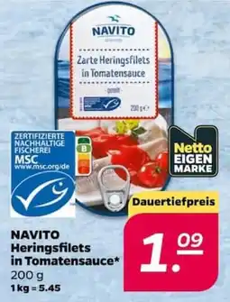 NETTO NAVITO Heringsfilets in Tomatensauce Angebot