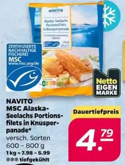 NETTO NAVITO MSC Alaska- Seelachs Portionsfilets in Knusperpanade Angebot