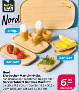 NETTO Nord Eierbecher Maritim 4-tlg. oder Serviertablett Bambus Maritim Angebot