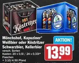 AEZ Mönchshof, Kapuziner Weißbier oder Köstritzer Schwarzbier, Kellerbier Angebot