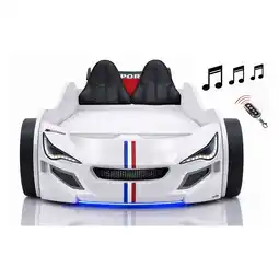 Netto Marken-Discount Autobett Kinder 90x200 Jungen LED Leuchte Unterbodenbeleuchtung Sound Fernbedienung Angebot