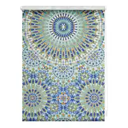 Netto Marken-Discount Lichtblick Rollo Klemmfix, ohne Bohren, Verdunkelung, Orientalische Muster - Blau Grün Angebot