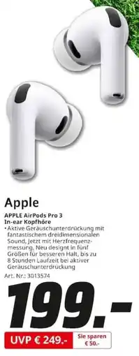 MediaMarkt APPLE AirPods Pro 3 In-ear Kopfhörer Angebot