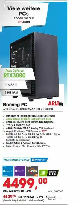 Arlt Gaming Pc Asus Geforce Rtx3090 Angebot