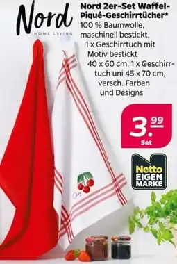NETTO Nord 2er-Set Waffel Piqué-Geschirrtücher Angebot