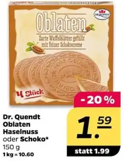 NETTO Dr. Quendt Oblaten Haselnuss oder Schoko Angebot