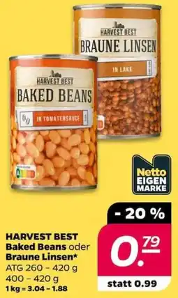 NETTO HARVEST BEST Baked Beans oder Braune Linsen Angebot
