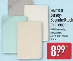 Aldi Nord NOVITESSE Jersey Spannbetttuch mit Leinen Angebot