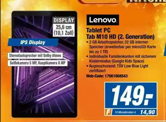 Expert Lenovo Tablet Pc Tab M10 Hd Angebot