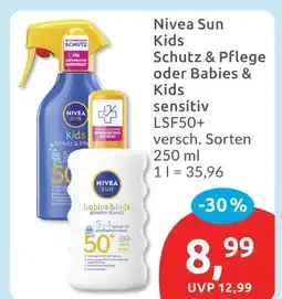 Budni Nivea sun kids schutz & pflege oder babies & kids sensitiv Angebot