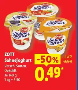 Lidl ZOTT Sahnejoghurt Angebot