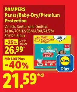 Lidl PAMPERS Pants/Baby-Dry/Premium Protection Angebot