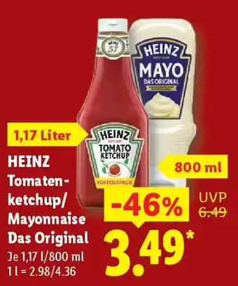 HEINZ Tomaten- ketchup/ Mayonnaise Das Original