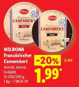 Lidl MILBONA Französischer Camembert Angebot