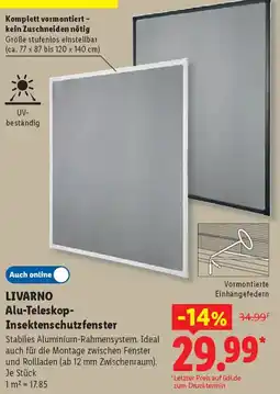 Lidl LIVARNO Alu-Teleskop- Insektenschutzfenster Angebot