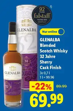 Lidl GLENALBA Blended Scotch Whisky 32 Jahre Sherry Cask Finish Angebot