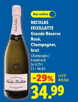 Lidl NICOLAS FEUILLATTE Grande Réserve Rosé, Champagner, brut Angebot