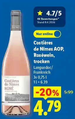 Lidl Costières de Nîmes AOP, Roséwein, trocken Angebot