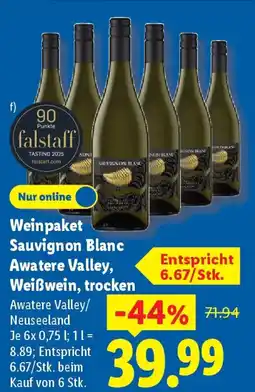 Lidl Weinpaket Sauvignon Blanc Awatere Valley, Weißwein, trocken Angebot