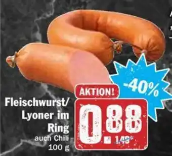 Hit Fleischwurst/Lyoner im Ring 100g Angebot