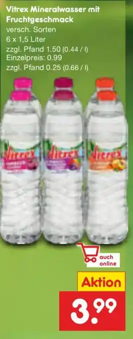 Netto Marken-Discount Vitrex Mineralwasser mit Fruchtgeschmack Angebot