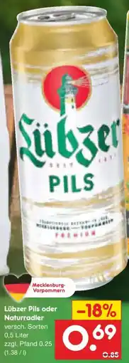 Netto Marken-Discount Lübzer Pils oder Naturradler Angebot