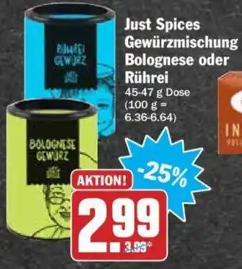 Hit Just Spices Gewürzmischung Bolognese oder Rührei 45-47g Angebot