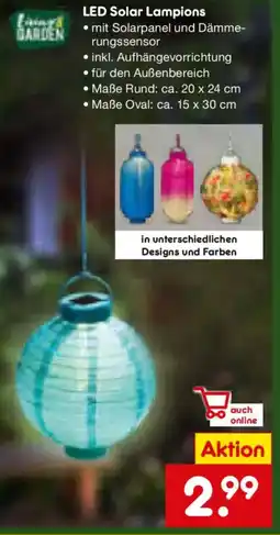 Netto Marken-Discount Living Garden LED Solar Lampions Angebot