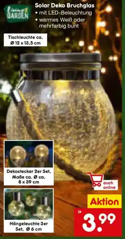 Netto Marken-Discount Living Garden Solar Deko Bruchglas Angebot