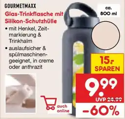 Netto Marken-Discount GOURMETMAXX Glas-Trinkflasche mit Silikon-Schutzhülle Angebot