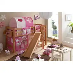 Netto Marken-Discount TiCAA Hochbett mit Rutsche Podestbett Tino Buche Natur Motiv, teilbar mit Farbauswahl Angebot