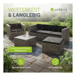 Netto Marken-Discount Juskys Polyrattan Lounge Punta Cana L grau-meliert, 4-5 Personen – Sessel, Sofa, Tisch & Hocker Angebot